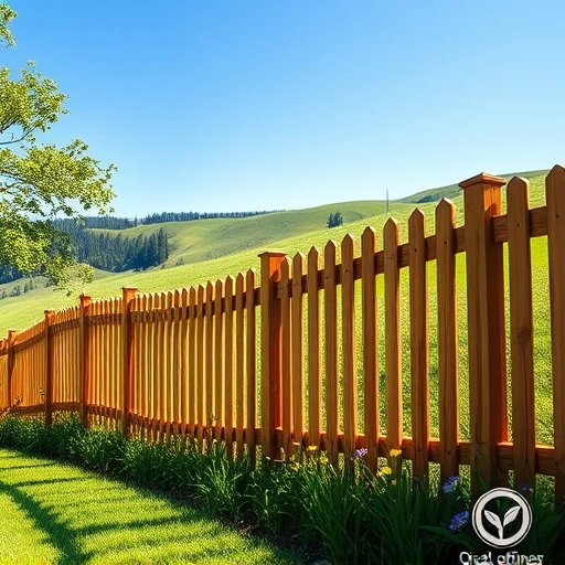 Completed wooden fence installation in Oliver Springs TN, surrounded by greenery and colorful wildflowers under blue sky.