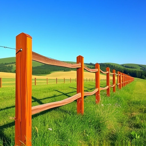 Wooden fence in Knoxville TN surrounded by lush greenery and wildflowers under a clear blue sky. Peaceful rural setting.