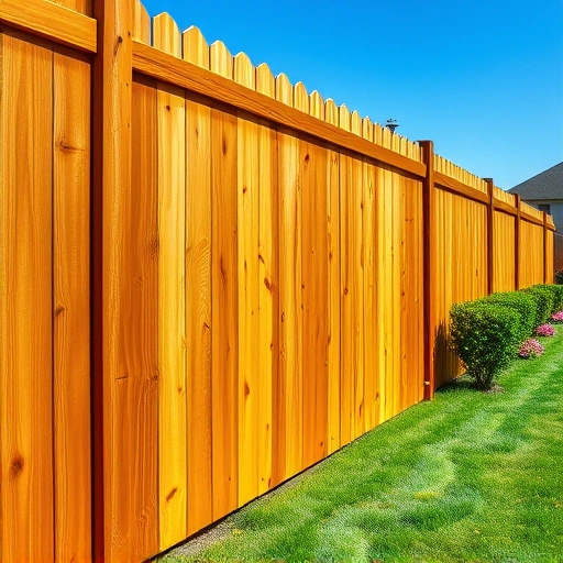 Completed wooden fence installation in Jefferson City TN surrounded by a manicured lawn and decorative plants.