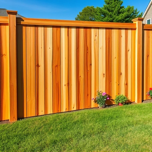 Completed pressure-treated pine fence in Knoxville TN, showcasing rich wood tones and quality craftsmanship in a serene setting.