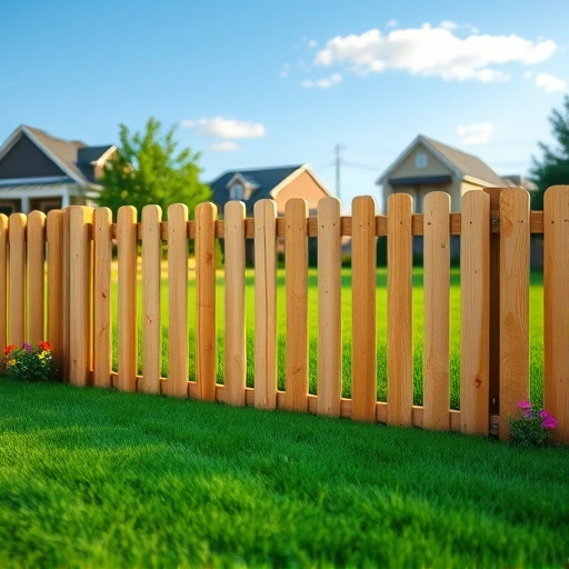 Completed wooden fence in Farragut TN, framed by green grass and flowers, enhancing a serene suburban landscape.