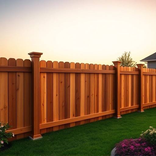 Completed wooden fence installation in Tazewell TN featuring polished surfaces, aligned panels, and elegant caps at sunset.