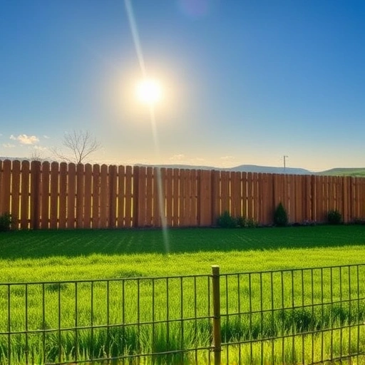 Beautiful wooden fencing in Knoxville TN with manicured lawn and colorful flowers under a clear blue sky.