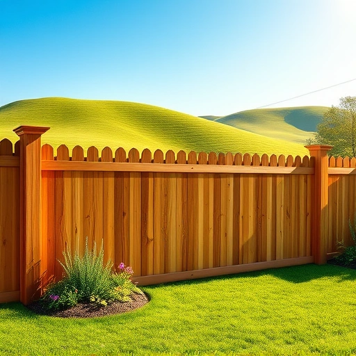 Completed wooden fence in Lenoir City TN, showcasing rich grain, classic design, and lush greenery in the background.