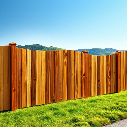 Beautiful wooden fence installation in Maynardville TN with rich wood grains and lush green lawn under clear blue sky