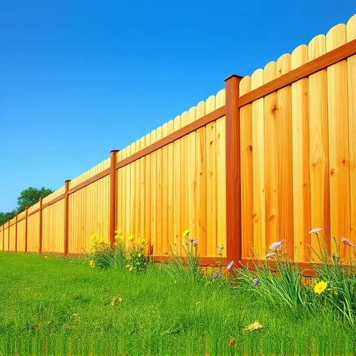 Completed wooden fence project in Corryton TN with polished surfaces, vibrant wildflowers, and lush greenery.