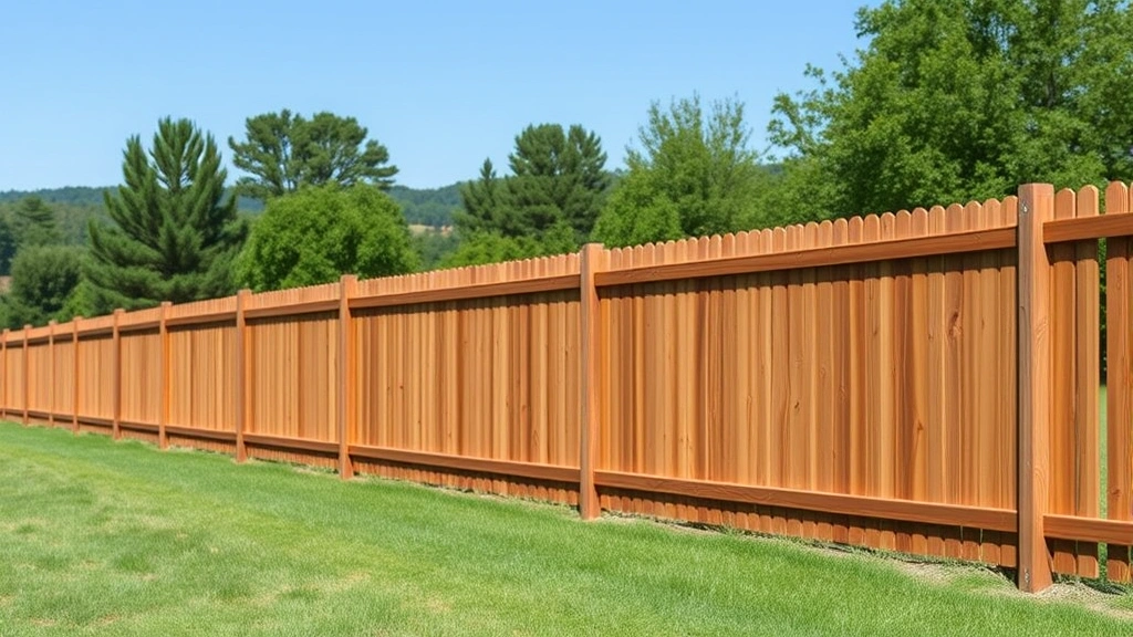 Fencing in New Tazewell TN with scenic mountains in the background and a clear blue sky.