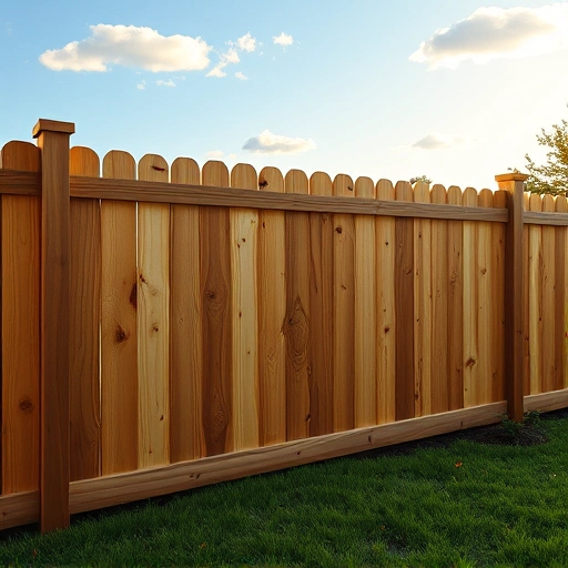 Beautifully crafted wooden fence in Newport TN with rich textures, varnish shine, and vibrant lawn and flowerbeds.