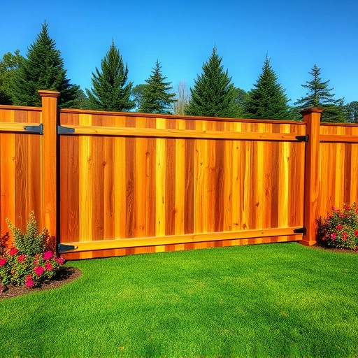 Completed wood and metal fencing installation in Tellico Village TN, surrounded by a lush lawn and vibrant flower beds.