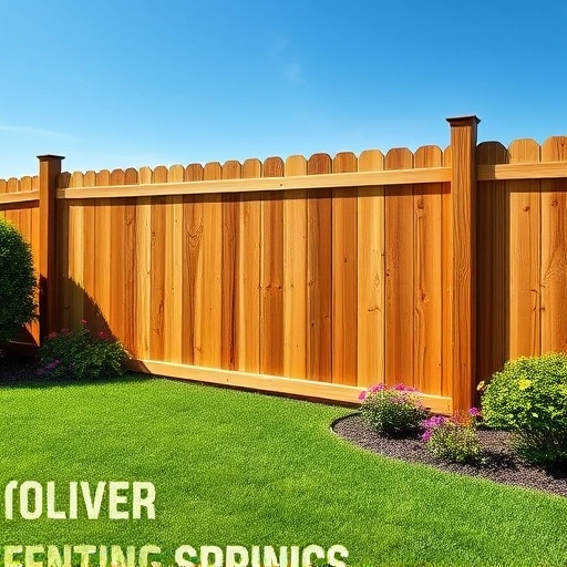 Completed wooden fence in Oliver Springs TN surrounded by greenery and flowers highlighting craftsmanship and quality.