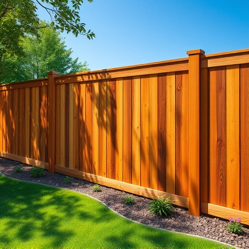 A beautifully crafted wooden fence in Rockwood TN complements the natural surroundings with vibrant green grass and flowers.