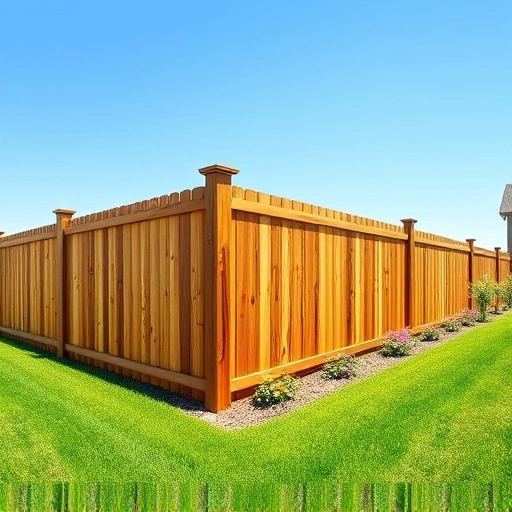 Wood fence installation in Wartburg TN with rich stain, clean edges, and vibrant lawn and flower beds.