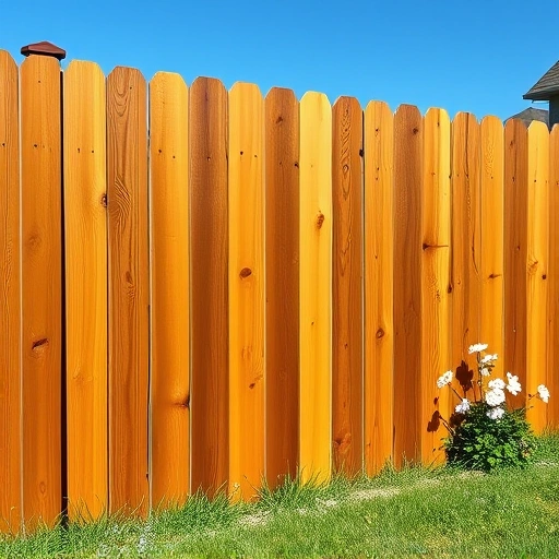 Freshly sealed wooden fence in Knoxville TN with glossy finish, vibrant grass, and serene suburban backdrop.