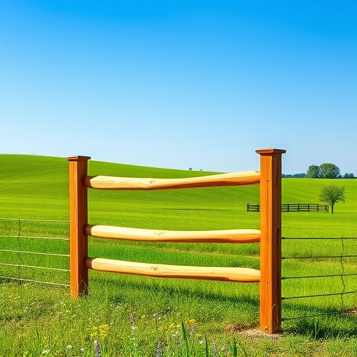Post and rail fence installation in Knoxville TN surrounded by green fields and blue sky showcasing quality craftsmanship.