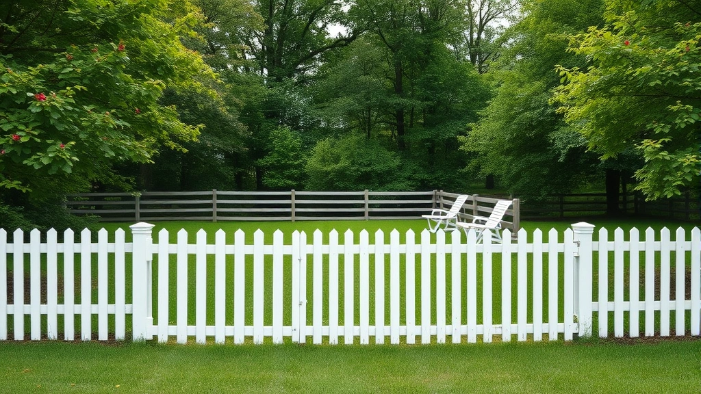 Fencing in Corryton TN with a scenic view of trees and a clear blue sky.