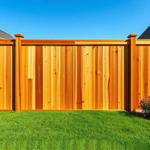 Completed wood fence installation in Loudon TN with natural grain, framed by green lawn and serene suburban backdrop.