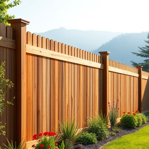 Completed wooden fence installation in Sevierville TN, surrounded by greenery and Smoky Mountains backdrop.