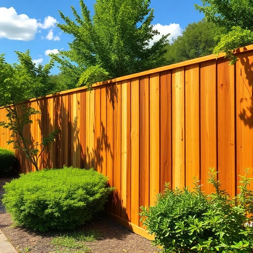 Completed wood fence installation in Sevierville TN, showcasing rich textures, aligned slats, and vibrant greenery.