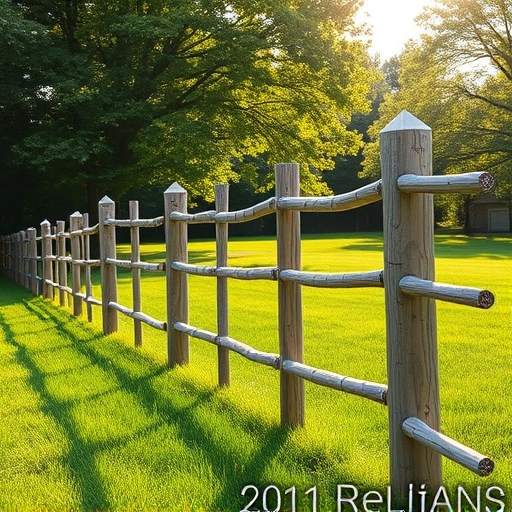 Completed Split Rail Fence in Knoxville TN with natural wood grain, vibrant grass, and lush trees in sunny atmosphere.