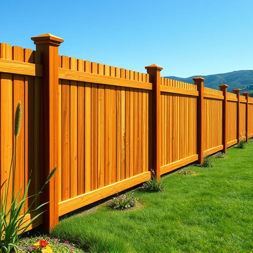Completed wooden fence installation in Tellico Village TN, surrounded by lush greenery and vibrant flower beds.