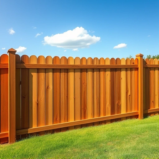 Beautiful wooden fence installation in Powell TN, showcasing rich wood grain and vibrant lawn with clear blue sky.
