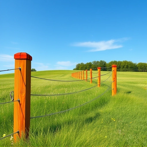 Fence post installation in Knoxville TN featuring sturdy wooden posts set in a lush landscape under a blue sky.