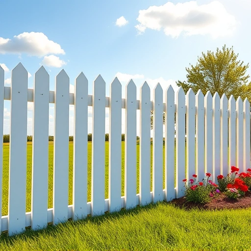 Scalloped picket fence in Knoxville TN with smooth rounded tops, white finish, vibrant lawn, and flower beds.