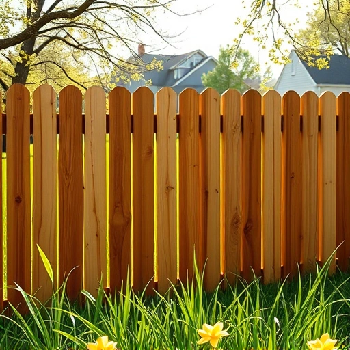 Completed cedar wood fence installation in Andersonville TN, surrounded by green grass and a suburban landscape.