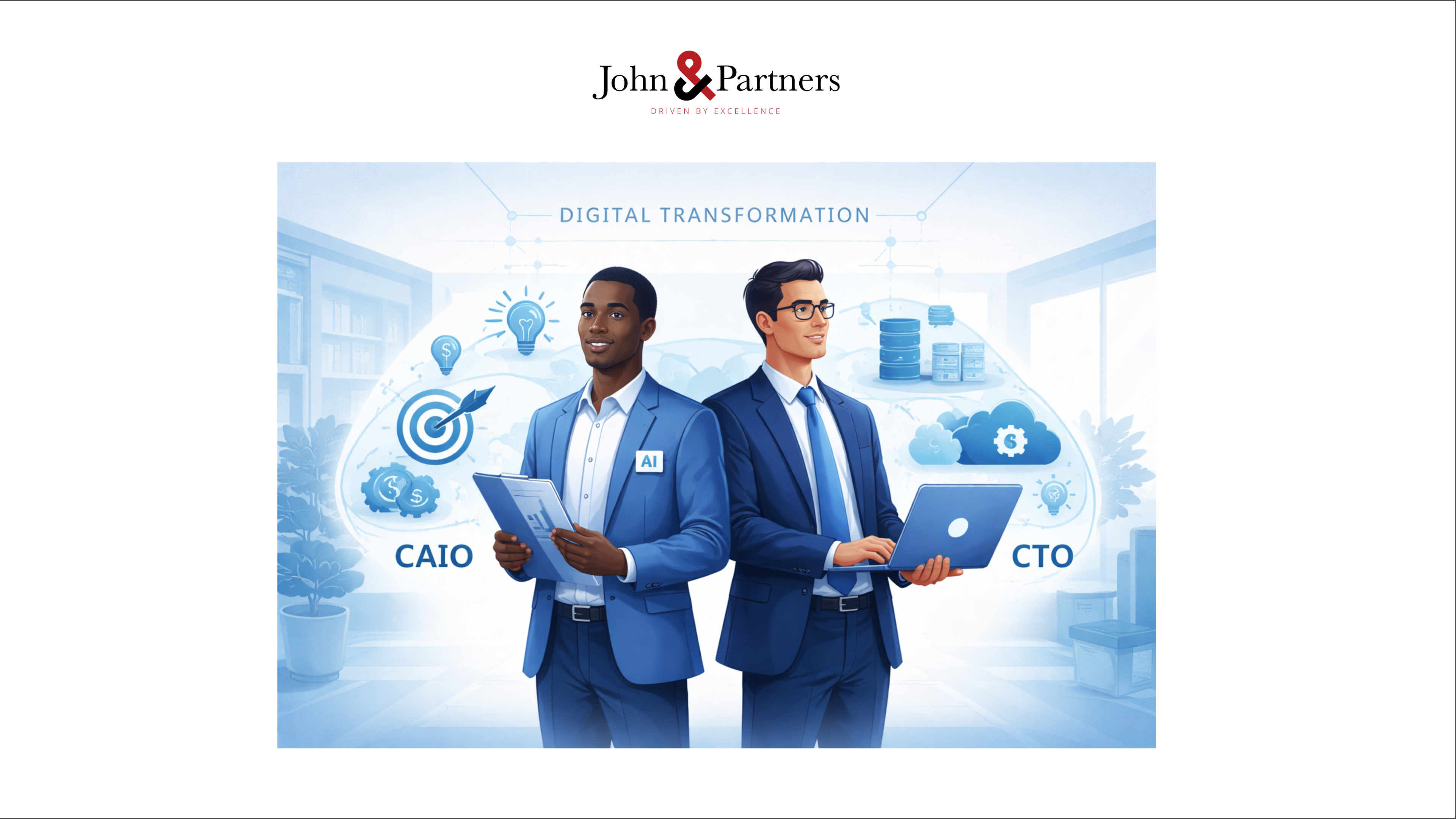 Minh họa sự khác nhau giữa CAIO và CTO trong chiến lược AI doanh nghiệp