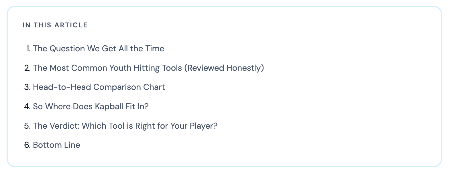 whats in this article about youth hitting tools