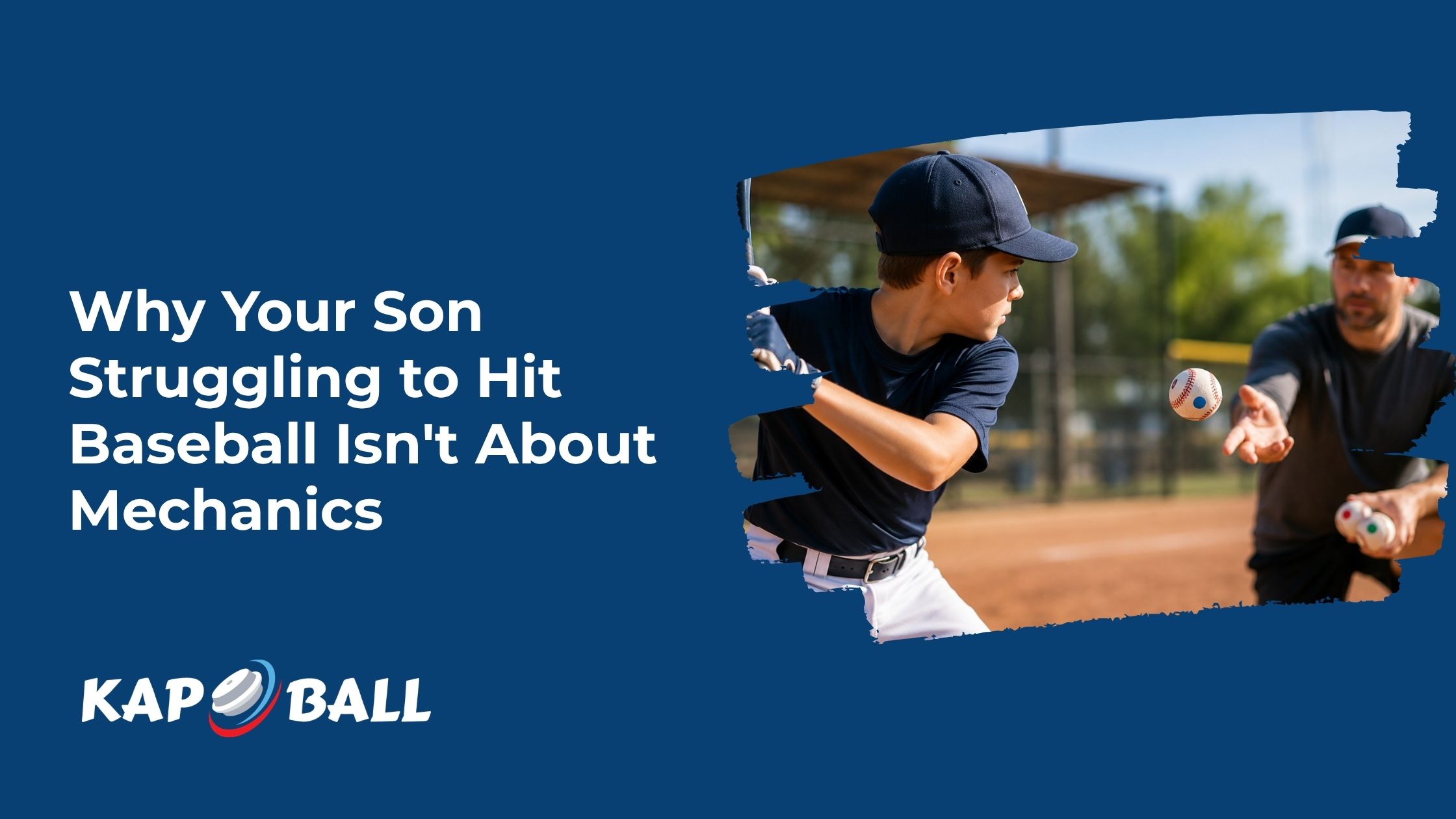 Young baseball player practicing ball tracking and reaction skills with a parent using colored baseballs. 