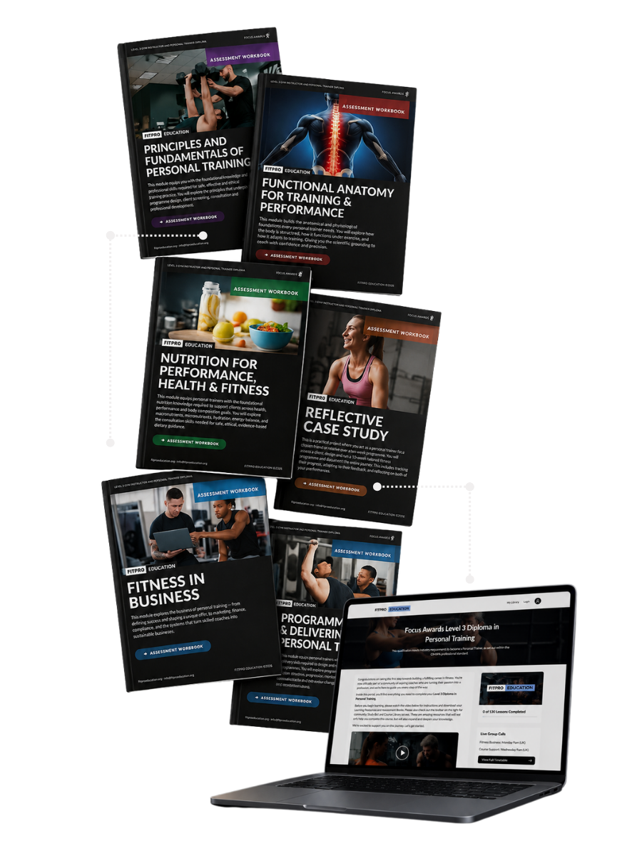 FitPro Education assessment workbook booklets and course portal