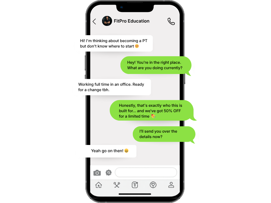 Preview of a WhatsApp conversation with FitPro Education