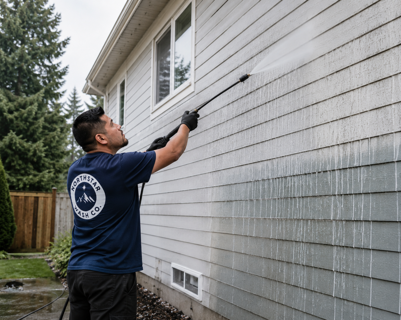 Soft washing a home's siding
