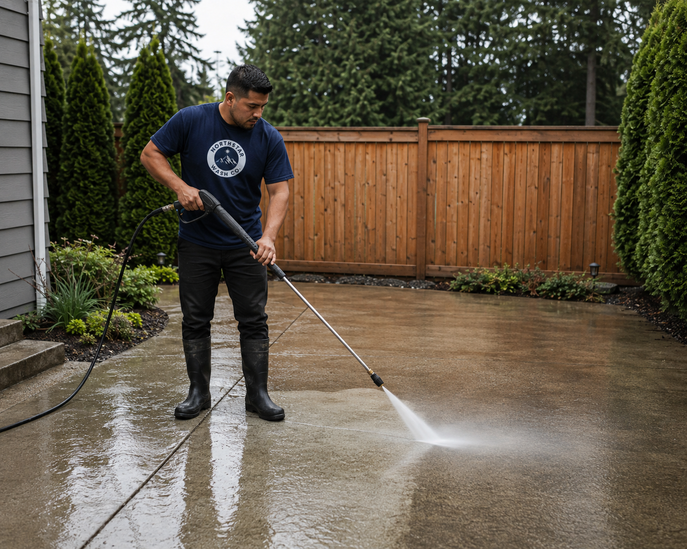 Concrete patio cleaning project