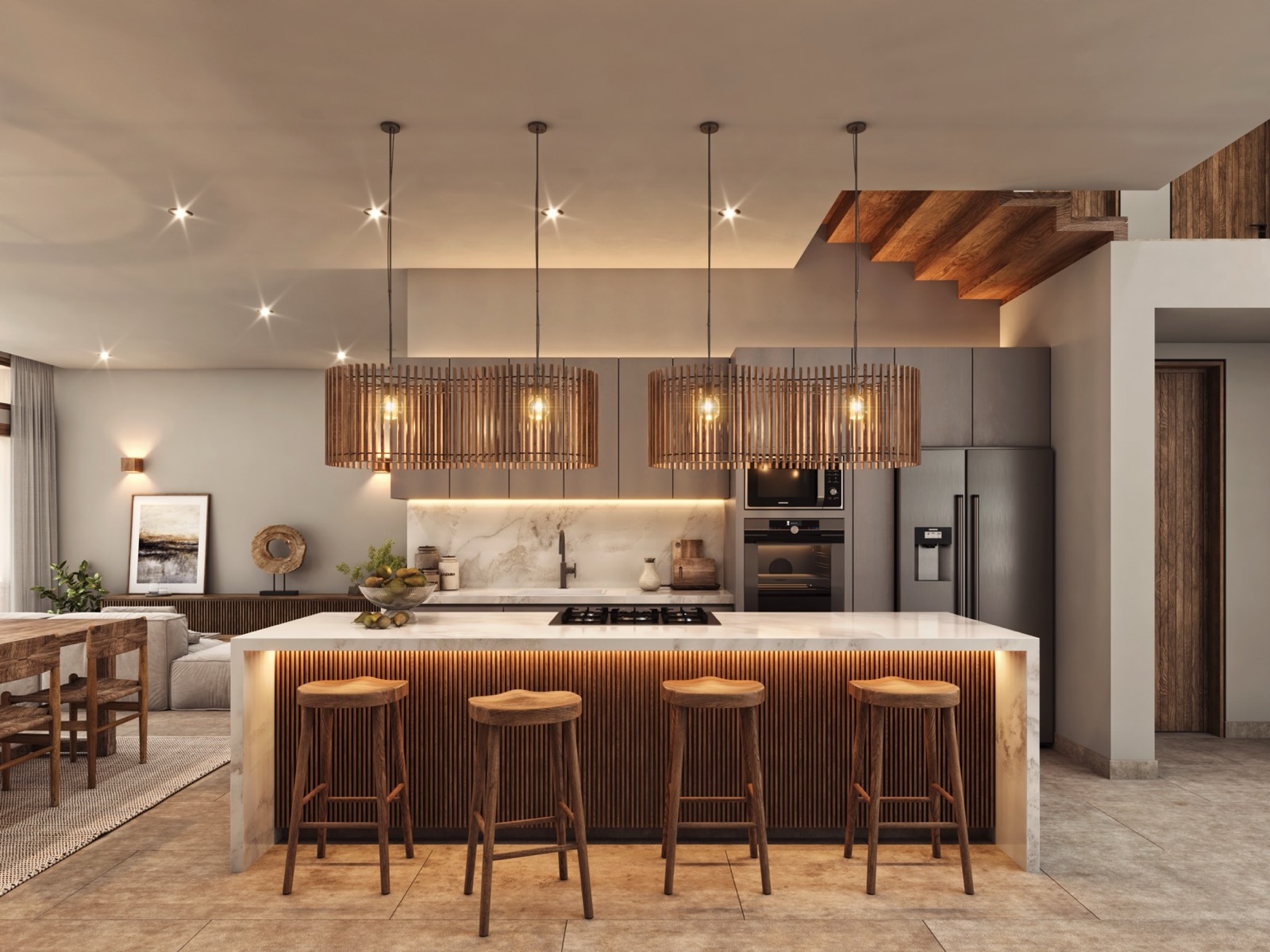 Cocina integral de diseño con isla
