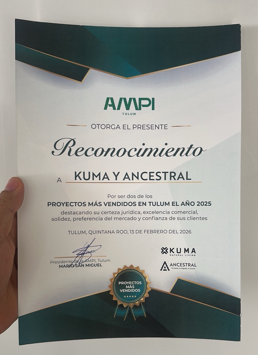 Reconocimiento AMPI a Kuma y Ancestral, proyectos más vendidos de Tulum 2025
