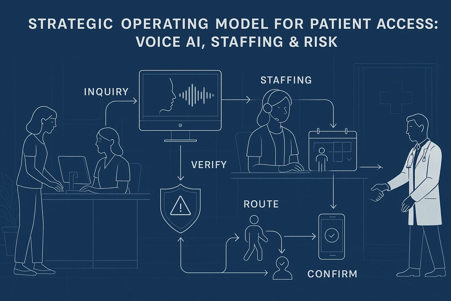 Patient service workflow illustrating Voice AI patient access operating model