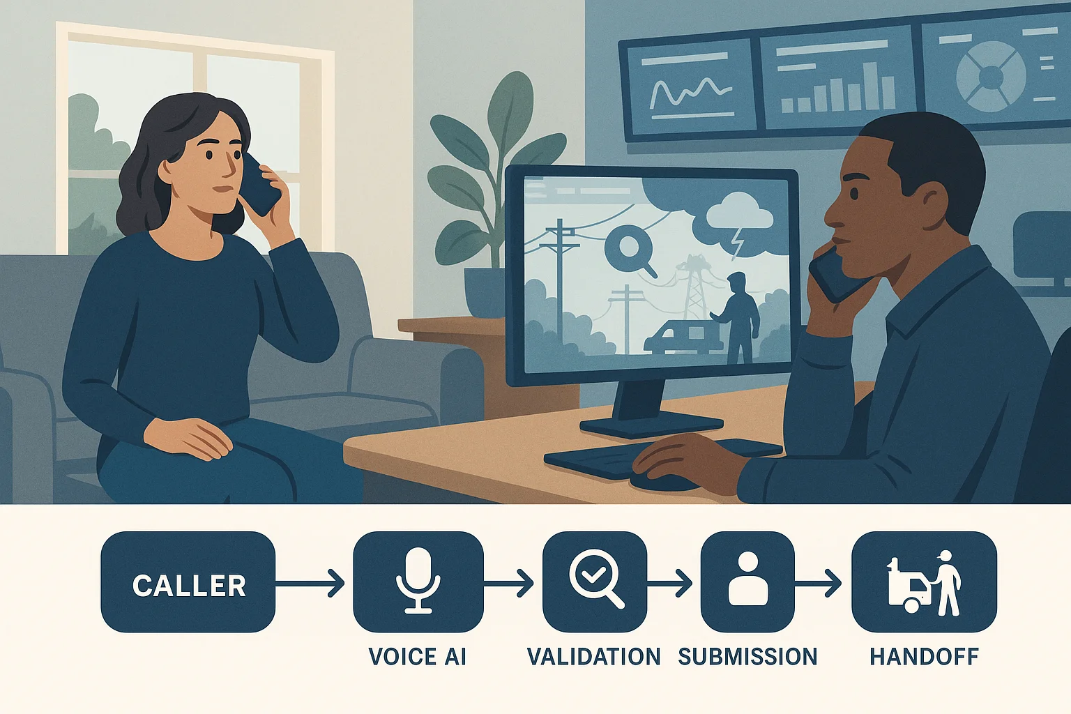 Workflow illustrating Voice AI outage response