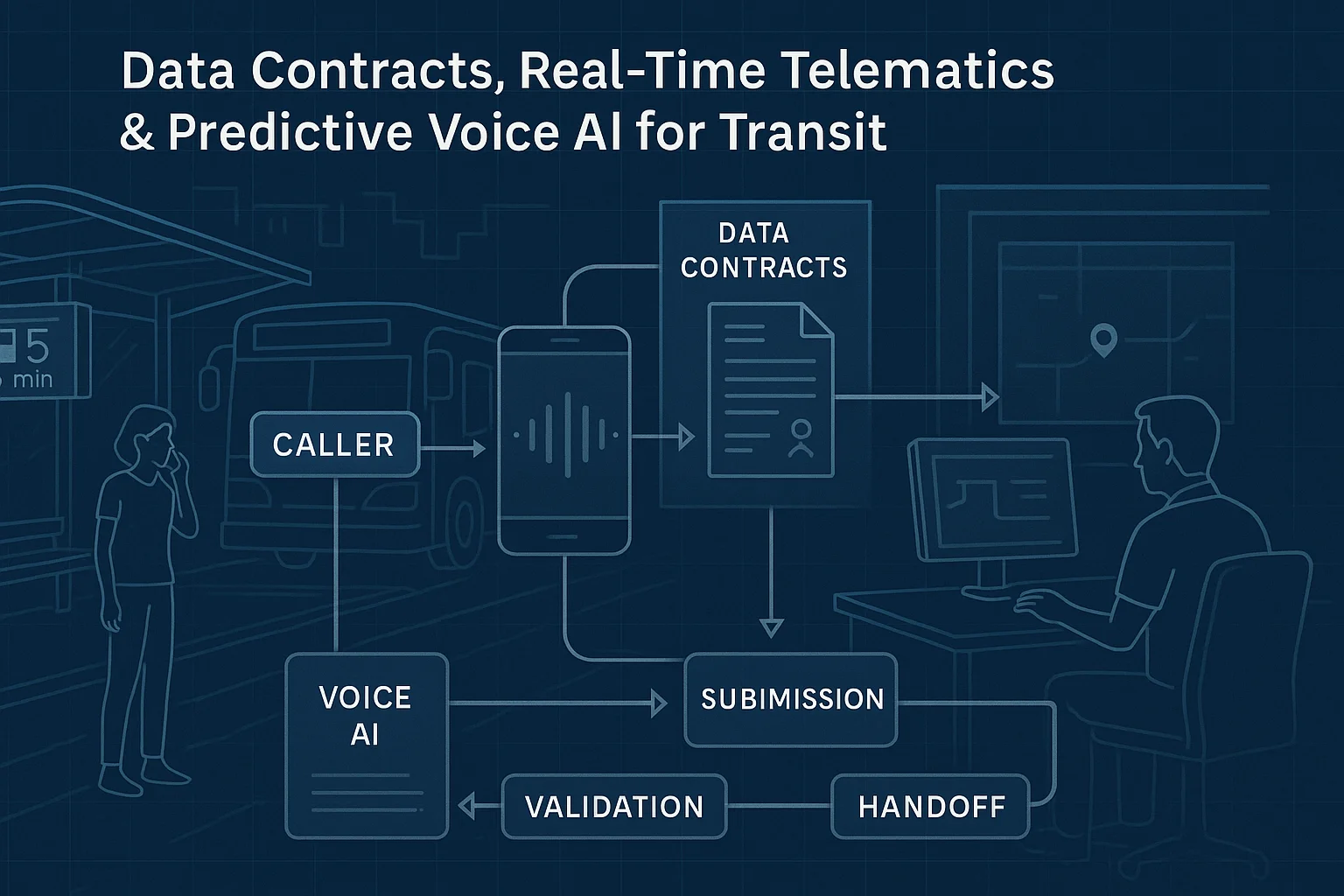 Workflow illustrating Predictive Voice AI for Transit