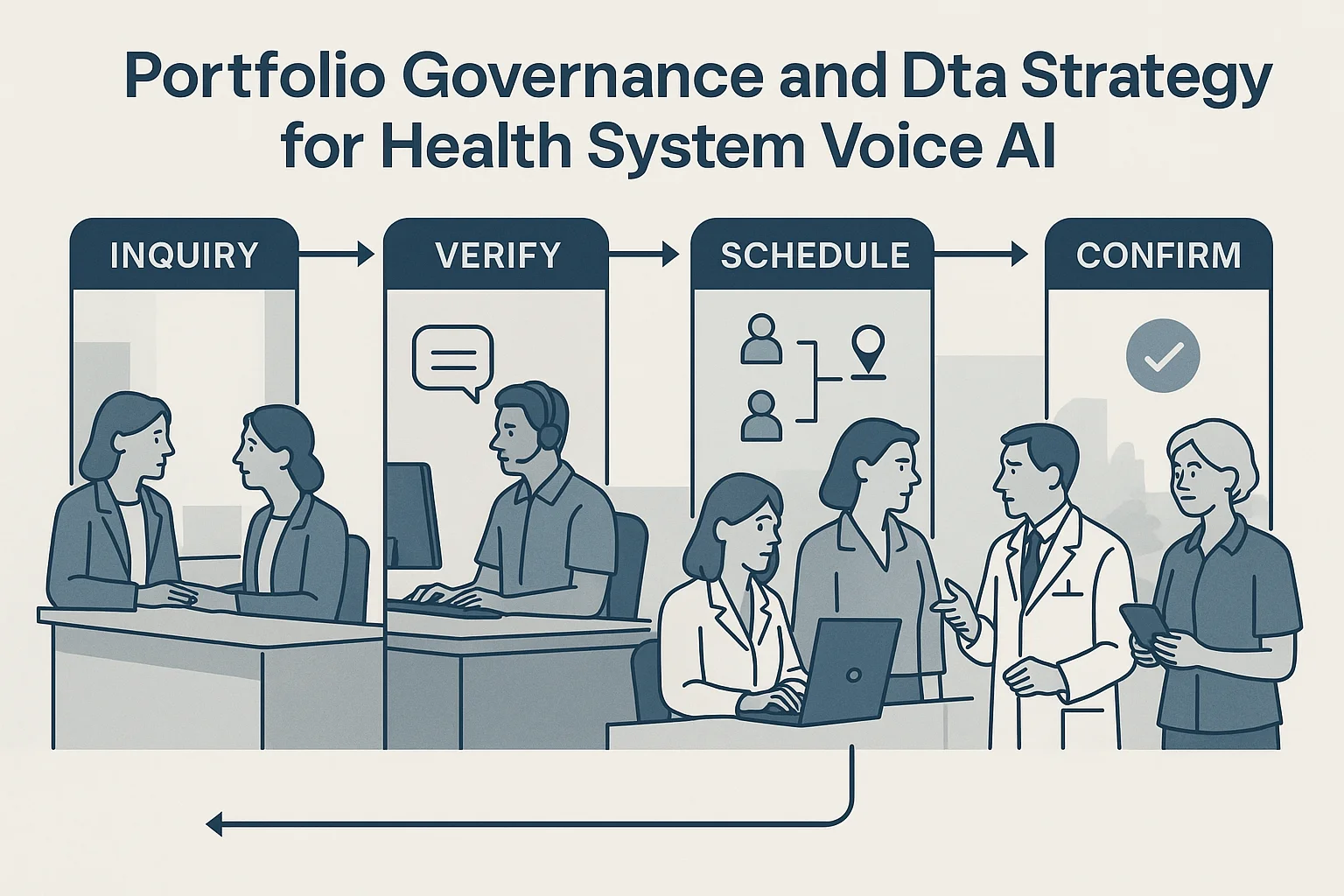 Patient service workflow illustrating healthcare voice AI governance