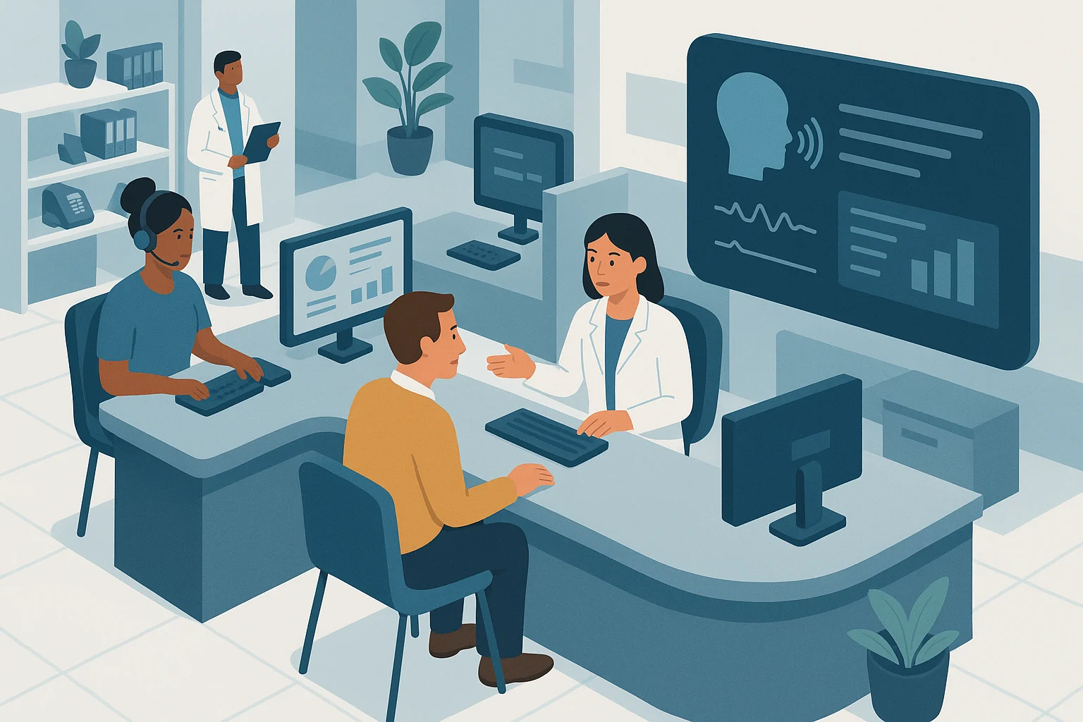 Clinic operations scene illustrating Hybrid Voice AI in health systems