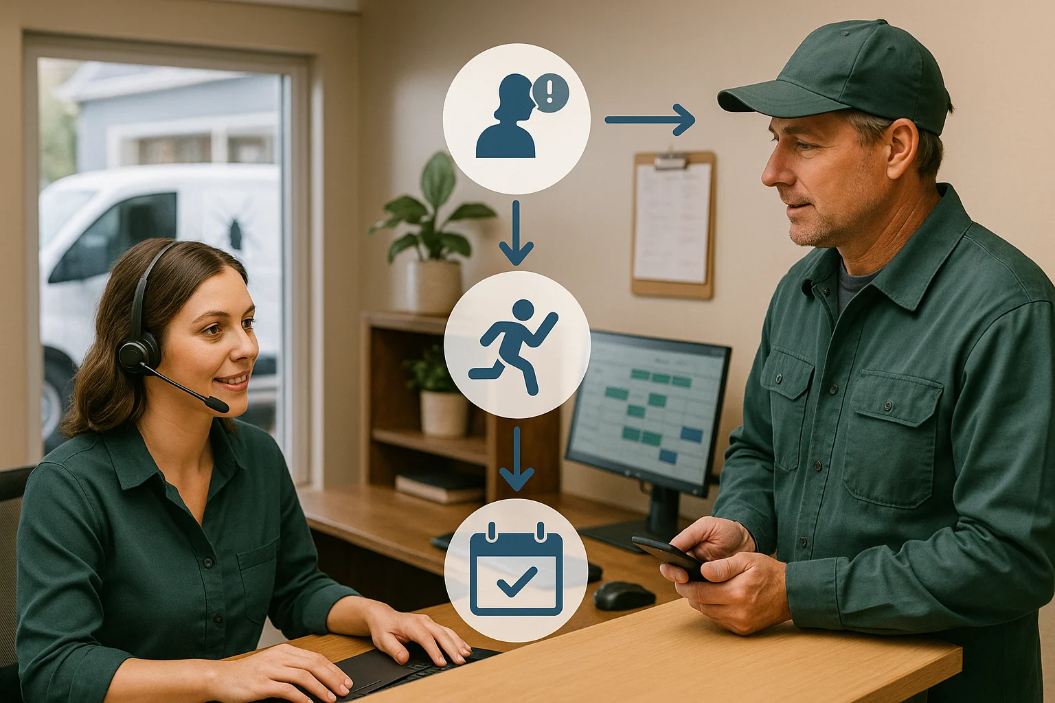 Use case fit matrix illustrating AI receptionist for pest control
