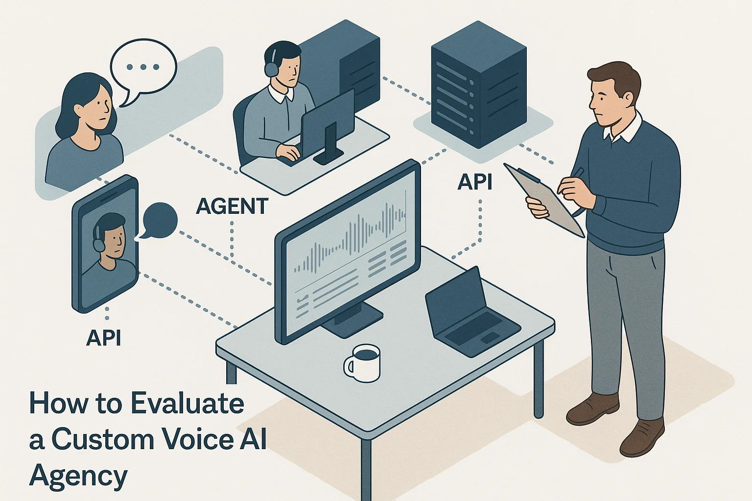 Integration sequence illustrating Evaluate Custom Voice AI Agency