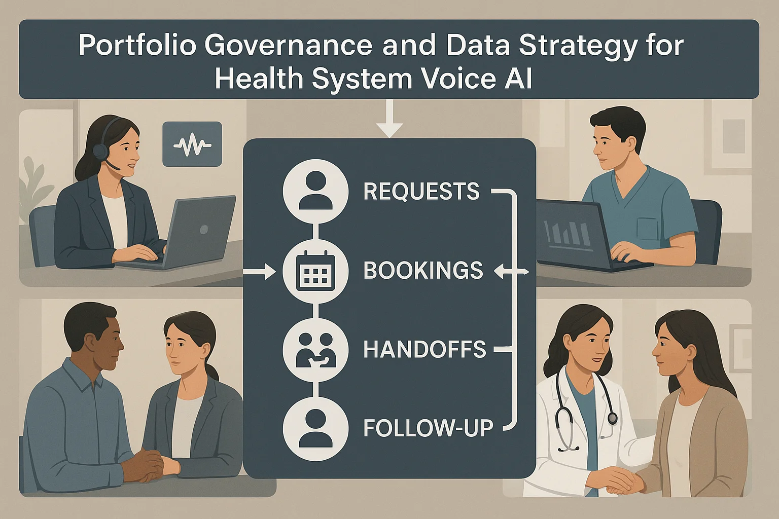 Healthcare outcomes dashboard illustrating healthcare voice AI governance