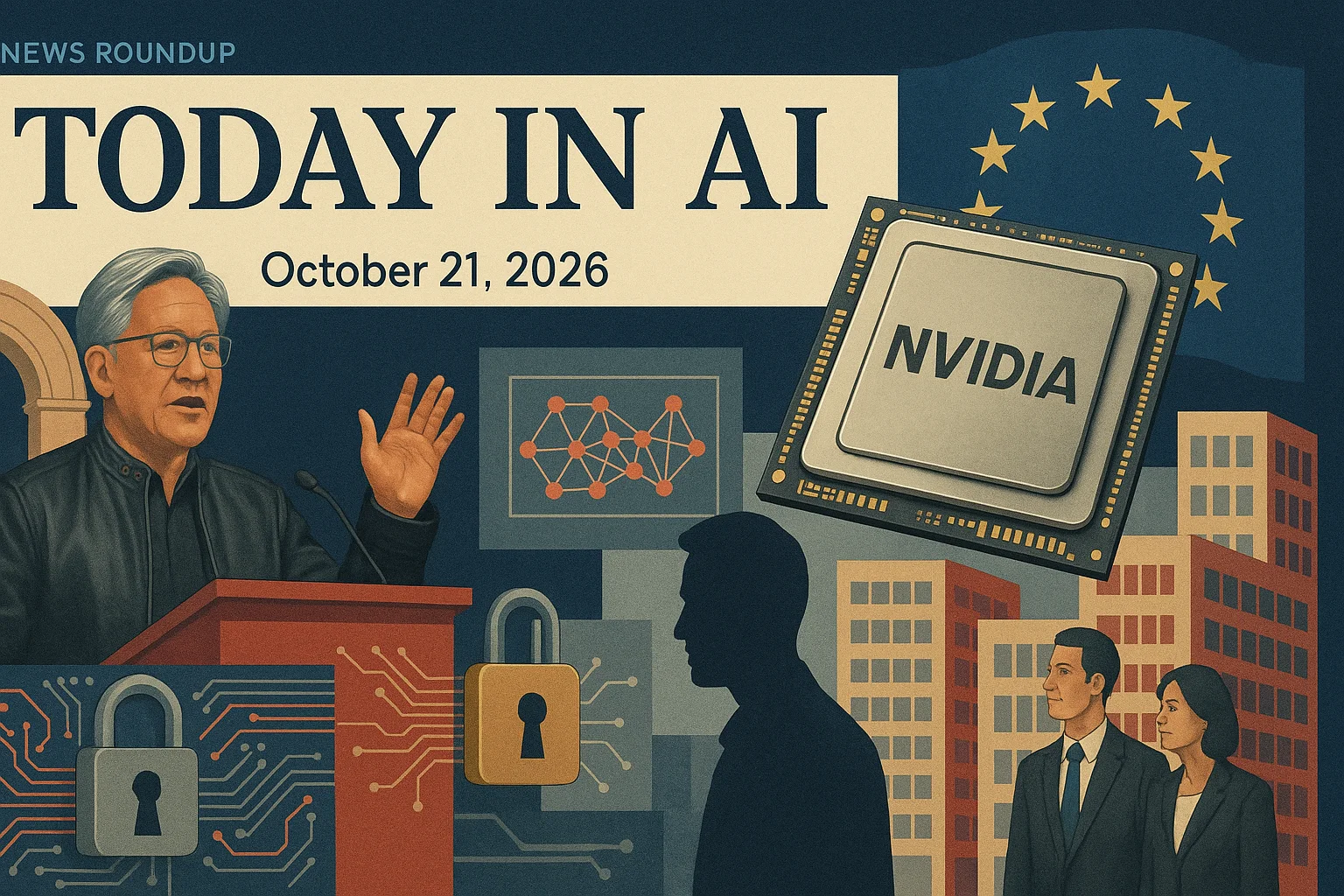 At-a-glance illustrated summary for AI News Roundup for October 21, 2026: Today’s Biggest AI, Policy and Market Updates dated October 21, 2026