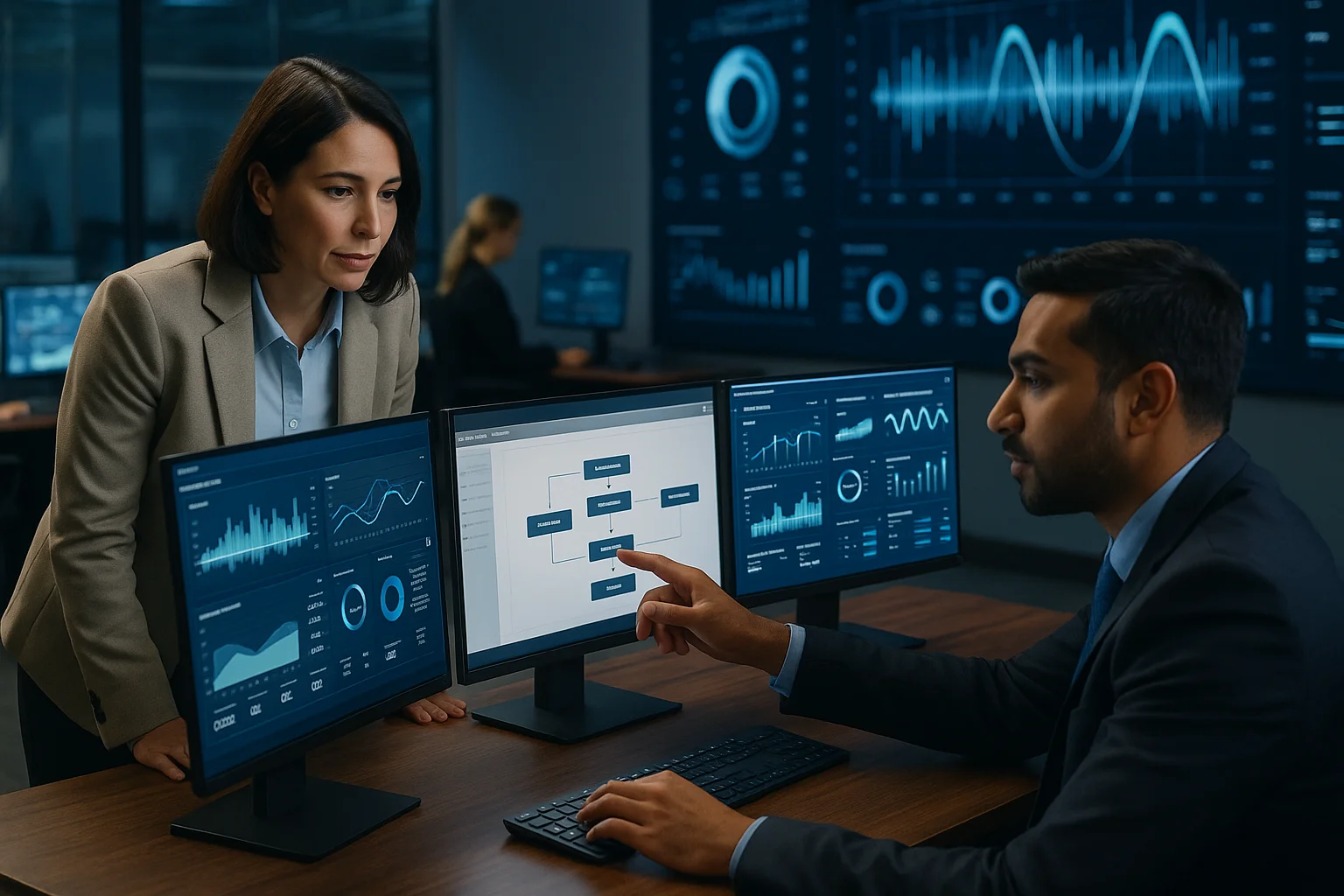 Service assurance scene illustrating Voice AI QA