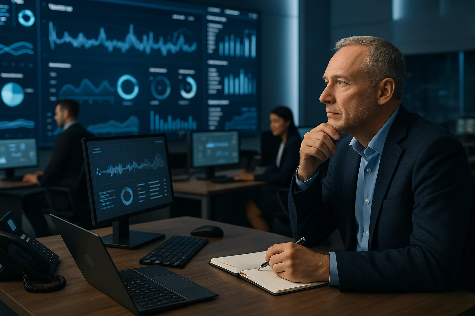 Executive operations visual illustrating custom voice AI infrastructure