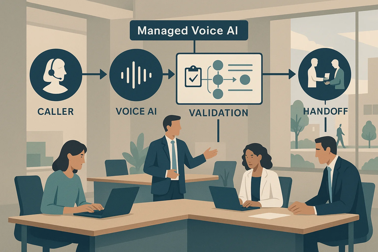Workflow illustrating managed voice AI services