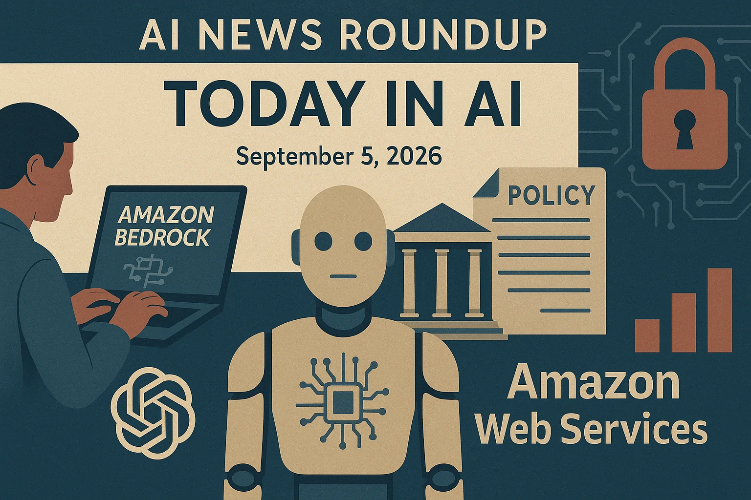 At-a-glance illustrated summary for AI News Roundup for September 5, 2026: Today’s Biggest AI, Policy and Market Updates dated September 5, 2026